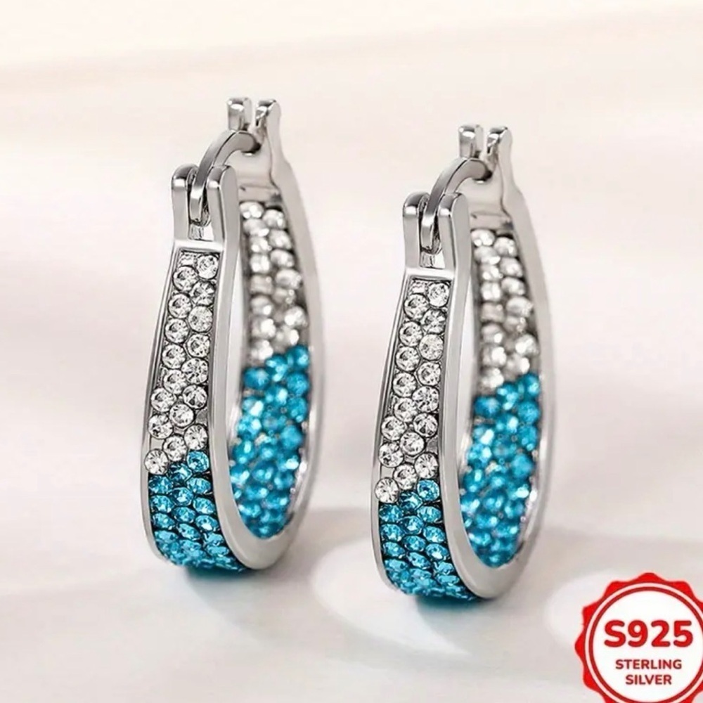 S925 Silver Earrings With Crystals